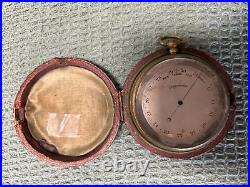 Antique SM London Gentlemen's Gilt-Brass Aneroid Barometer Altimeter withCase/Pin Antique SM London Gentlemen's Gilt-Brass Aneroid Barometer Altimeter withCase/Pin