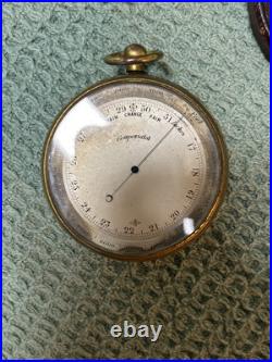 Antique SM London Gentlemen's Gilt-Brass Aneroid Barometer Altimeter withCase/Pin Antique SM London Gentlemen's Gilt-Brass Aneroid Barometer Altimeter withCase/Pin