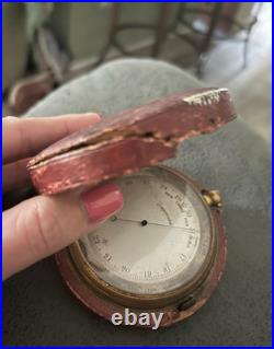 Antique SM London Gentlemen's Gilt-Brass Aneroid Barometer Altimeter withCase/Pin Antique SM London Gentlemen's Gilt-Brass Aneroid Barometer Altimeter withCase/Pin