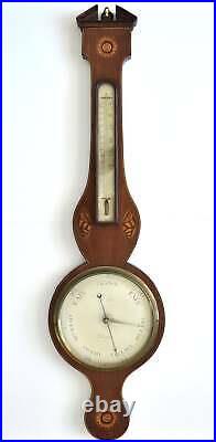 Antique Scottish Regency c. 1810-1830 Inlaid Wheel Barometer by T. Silo, Glasgow