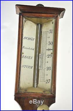 Antique Ship Barometer, thermometer, German, inlay, mother pearl