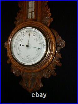 Antique Ship Clock Barometer Thermometer Oak Case