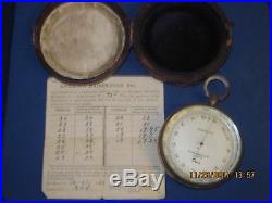 Antique Short & Mason Aneroid Barometer London Brass w Case 1924 Certificate