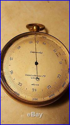 Antique Short Mason London Tycos Pocket Barometer Works