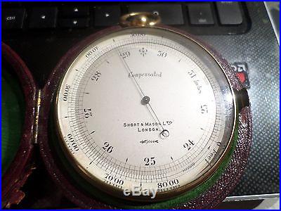 Antique Short & Mason Ltd Surveying/Aeronautic Barometer Original Leather Case