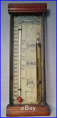 Antique Standard Combined Barometer & Thermometer Chas. E Large 1880s