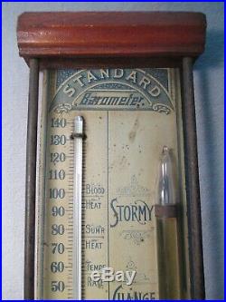 Antique Standard Combined Barometer & Thermometer Chas. E Large 1880s