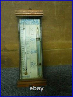 Antique Standard Thermometer Tin Litho Wood Weather Gauge Sign