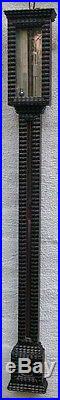 Antique Stick Barometer D E Lent Rochester NY c1865 Tramp Art Chipped Wood Case