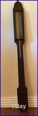 Antique Stick Barometer Thermometer E C Spooner Boston Vintage Rare