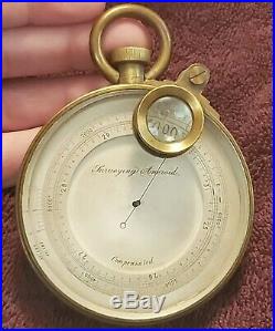 Antique Surveying Aneroid Barometer With Leather Case Good Condition