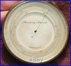 Antique Surveying Aneroid Barometer With Leather Case Good Condition