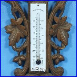 Antique Swiss Black Forest Wood Carving French BAROMETER THERMOMETER Reaumur