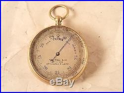 Antique TURNBULL & CO, EDINBURGH Gilt Brass Pocket Barometer Altimeter, 1894