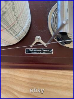 Antique Taylor Cyclo Stormograph Recording Barograph, Wood & Glass