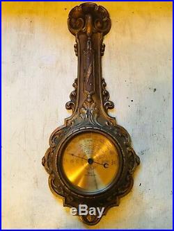 Antique Taylor'Stormoguide' 1927 Art Deco Gilt Wood Barometer Nouveau Science