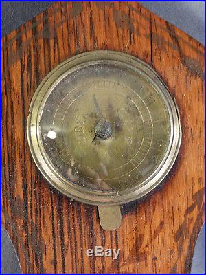 Antique VICTORIAN Era WEATHER STATION Wood BANJO Type WALL BAROMETER Thermometer