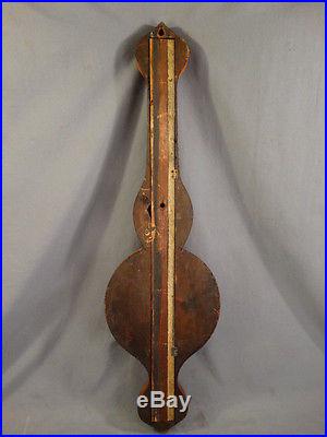 Antique VICTORIAN Era WEATHER STATION Wood BANJO Type WALL BAROMETER Thermometer