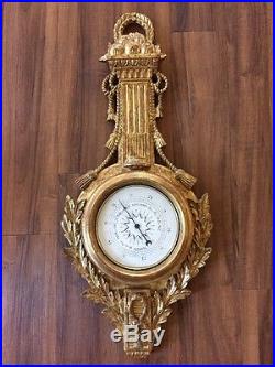 Antique Venetian Italian PALLADIO Gold Gilt Hand Carved Wood Barometer Large 35