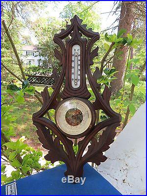 Antique Veranderlich Berlin German carved Black Forest Aneroid Banjo Barometer