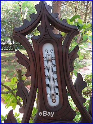 Antique Veranderlich Berlin German carved Black Forest Aneroid Banjo Barometer