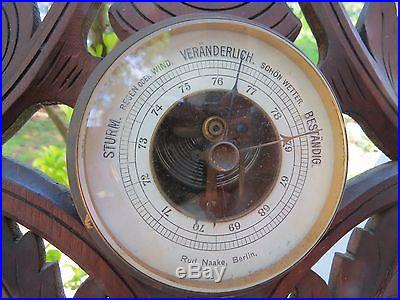 Antique Veranderlich Berlin German carved Black Forest Aneroid Banjo Barometer