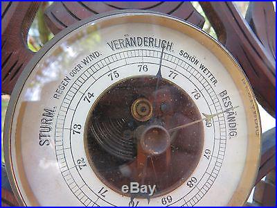 Antique Veranderlich Berlin German carved Black Forest Aneroid Banjo Barometer