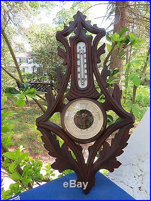 Antique Veranderlich Berlin German carved Black Forest Aneroid Banjo Barometer