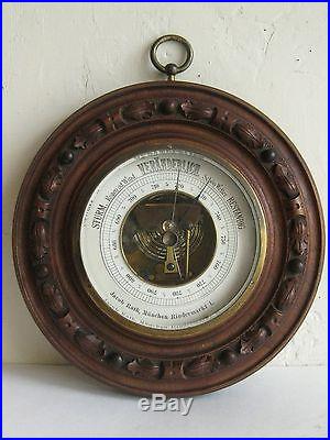 Antique Veranderlich German Black Forest Carved Wood Nautical Ships Barometer