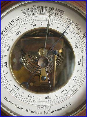 Antique Veranderlich German Black Forest Carved Wood Nautical Ships Barometer