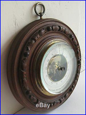 Antique Veranderlich German Black Forest Carved Wood Nautical Ships Barometer