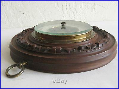 Antique Veranderlich German Black Forest Carved Wood Nautical Ships Barometer