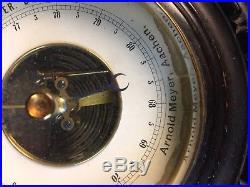 Antique Victorian Arnold Meyer Wall Barometer Thermometer on Milk Glass Carved