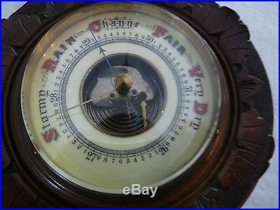 Antique Victorian Barometer Thermometer Wood Works Late1800's