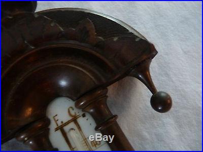 Antique Victorian Barometer Thermometer Wood Works Late1800's