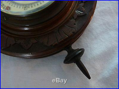 Antique Victorian Barometer Thermometer Wood Works Late1800's