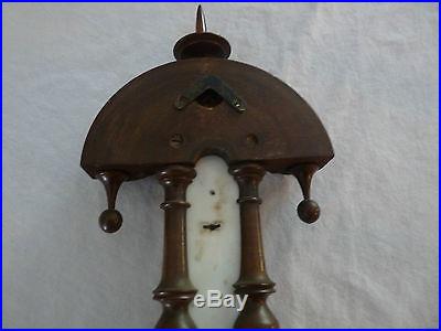 Antique Victorian Barometer Thermometer Wood Works Late1800's