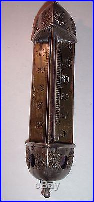 Antique Victorian Brass Taylor Bros Thermometer 1887 Parlor Chandelier Tri-Sided