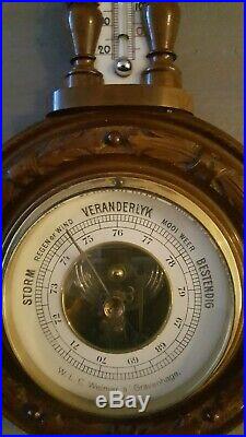 Antique Victorian Dutch wooden Barometer W. L. C. Weimar s'Gravenhage + history