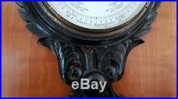 Antique Victorian English Oak Large Wall Size Aneroid Banjo Wall Barometer