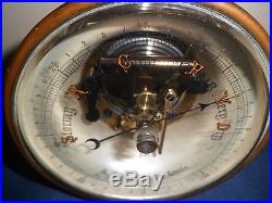Antique Victorian Era Barometer, Thick Beveled Glass, Brass, Old English Script