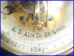 Antique Victorian Era Barometer, Thick Beveled Glass, Brass, Old English Script