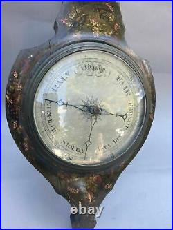 Antique Victorian Floral Paint Decorated 43 Thermometer Barometer