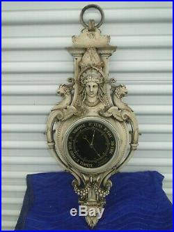 Antique Victorian French Barometer Holosterique Hanging Metal