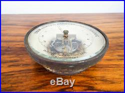 Antique Victorian German Holosteric Open Dial Aneroid Barometer Porcelain Face