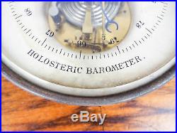 Antique Victorian German Holosteric Open Dial Aneroid Barometer Porcelain Face