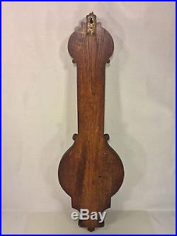 Antique Victorian Mahogany Barometer Weather Station Wood Case with Pressed On Det