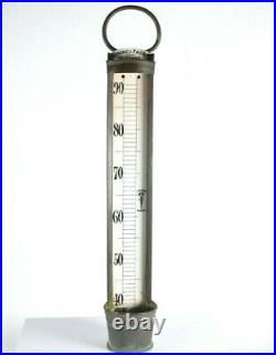 Antique Victorian Thermometer Dring & Fage London Copper Porcelain w Patina 16
