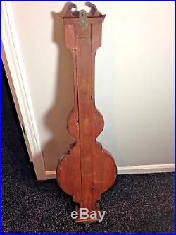 Antique Victorian Wall Weather Station Barometer Banjos Style Wood Encased