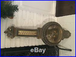 Antique Vintage Brass Barometer Thermometer Made Germany 30 in the 1940's